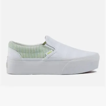 Vans Women’s Classic Slip On Platform Shoes – Summer Picnic Green/True