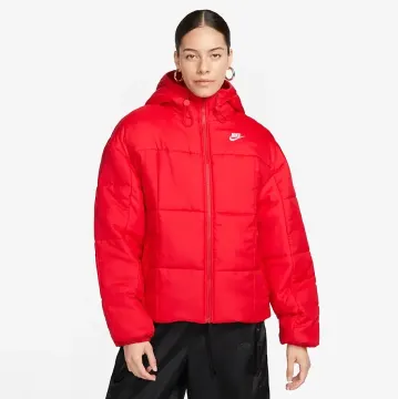 Nike Women’s Sportswear Classic Puffer Therma-FIT Loose Hooded Jacket – Red