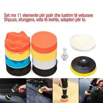 Set me 11 shpuza për polir dhe lustrim të veturave