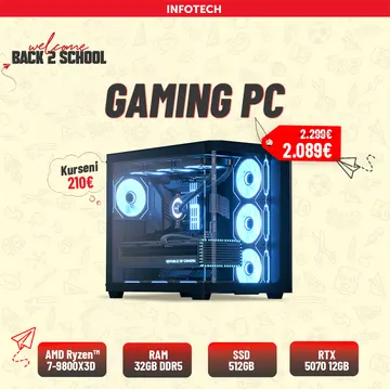 Gaming PC - Kasë Kompjuteri PC MSI AeroCool Geh Midi P500C-G-WT-V1 o.N., Intel® Core™, AMD Ryzen 7-9800X3D, 32GB RAM DDR5, 512GB nVME SSD, RTX 5070 12GB MSI ...
