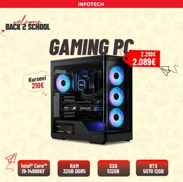Gaming PC - Kasë Kompjuteri PC AeroCool Case Midi P500A Black, Intel® Core™ i9-14900KF, 32GB RAM DDR5, 512GB nVME SSD, RTX 5070 12GB