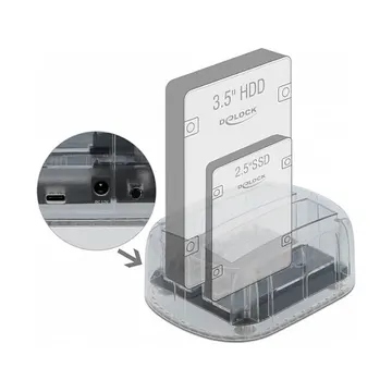 Docking Station DeLOCK / 2×SATA HDD/SSD - Transparente