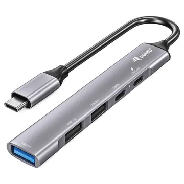 Docking Station Equip / USB‑C -> 1×USB‑C + 1×USB 3.0 + 2×USB 2.0 / 100W PD / 15cm - Zezë/Gri