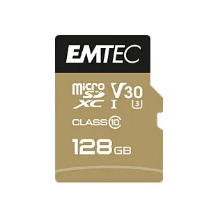 Kartë Memorie MicroSD EMTEC SpeedIN PRO / 128GB / microSDXC / UHS-I / U3 / V30 - Zezë/Ari
