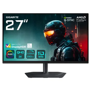 Monitor Gaming Gigabyte MO27Q2A / 27"/ Quad HD QD OLED / 280Hz / 0.03ms / USB+HDMI+DP - Zezë