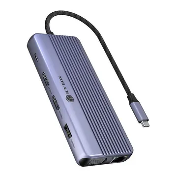 Docking Station ICY BOX IB‑DK4062‑CPD / 1xUSB‑C / 4xUSB-A / 2xHDMI / 1xVGA / LAN - Argjend