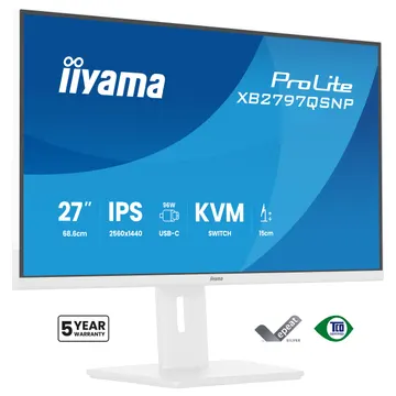 Monitor iiyama ProLite XB2797QSNP-W1 / 27"/ Quad HD IPS / 75Hz / 1ms / HDMI+USB+DP - Bardhë