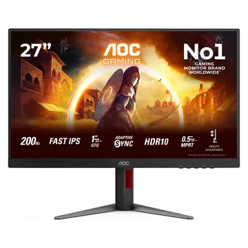 Monitor Gaming AOC 27G4HA / 27"/ Full HD Fast IPS / W-LED / 200Hz / 1ms / HDMI + DisplayPort - Zezë/Kuqe