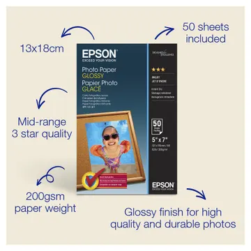 Letër Epson C13S042545 / 13 × 18 cm / Photo Paper
