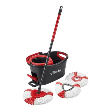 Shtupë Vileda Easywring & Clean Turbo / Microfiber / Telescopic Handle 55–130cm / Kovë me pedal - Kuqe/Bardhë/Zezë