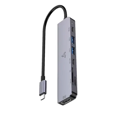 USB HUB SBOX H-999 7 IN 1 USB-C BLACK
