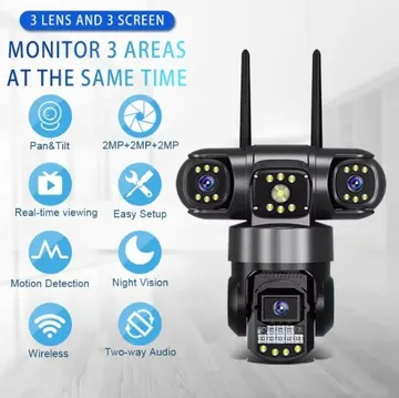 Kamerë Sigurie WiFi V380 12MP me 3 Lente 10X Zoom (SD 32GB Falas)